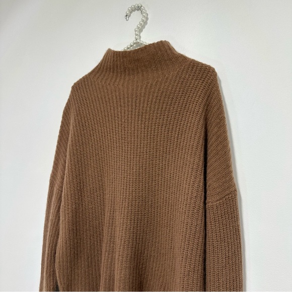 360 Cashmere 100% Cashmere Ribbed Mock Neck Sweater in Brown - Picture 4 of 6